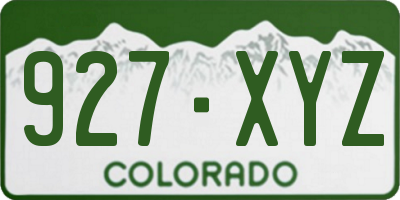 CO license plate 927XYZ