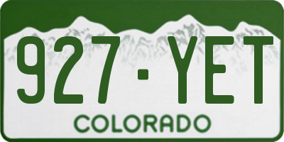 CO license plate 927YET