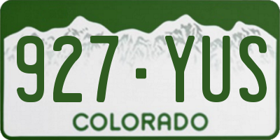 CO license plate 927YUS