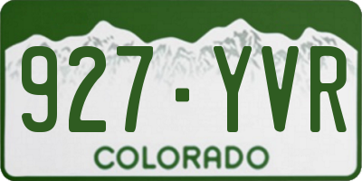 CO license plate 927YVR
