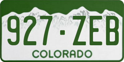 CO license plate 927ZEB