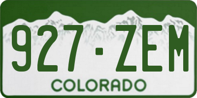 CO license plate 927ZEM