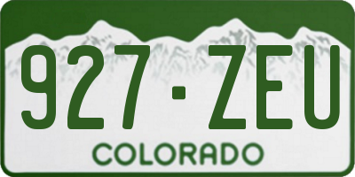 CO license plate 927ZEU