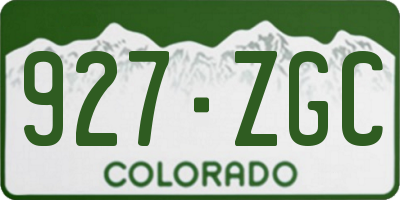 CO license plate 927ZGC