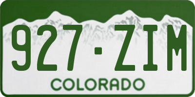CO license plate 927ZIM