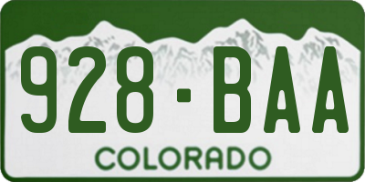 CO license plate 928BAA