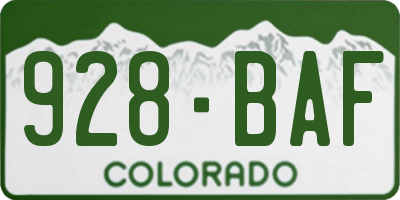 CO license plate 928BAF