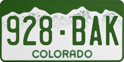 CO license plate 928BAK