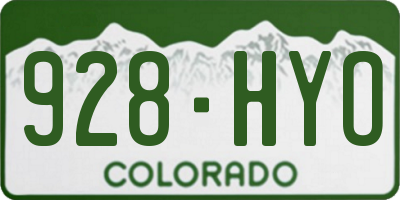 CO license plate 928HYO