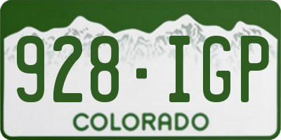 CO license plate 928IGP