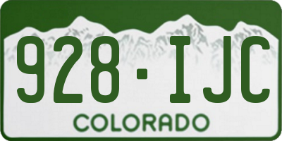 CO license plate 928IJC
