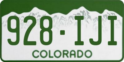 CO license plate 928IJI