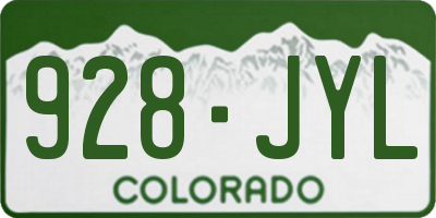 CO license plate 928JYL