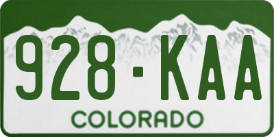 CO license plate 928KAA