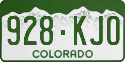 CO license plate 928KJO