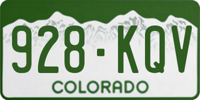CO license plate 928KQV
