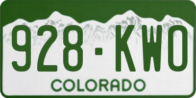 CO license plate 928KWO