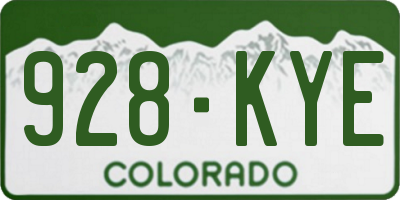 CO license plate 928KYE