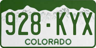 CO license plate 928KYX