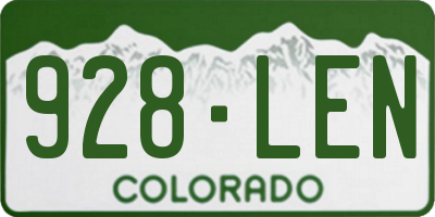 CO license plate 928LEN