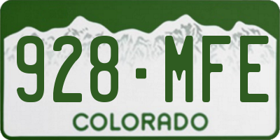 CO license plate 928MFE