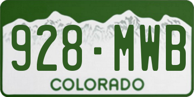 CO license plate 928MWB