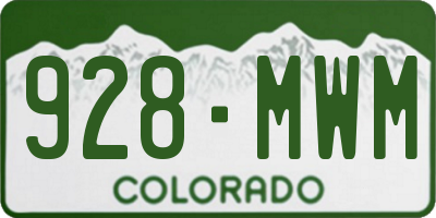 CO license plate 928MWM
