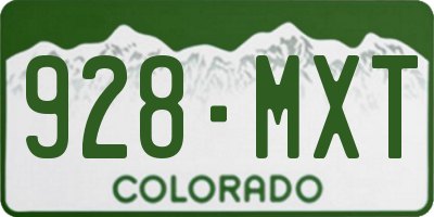 CO license plate 928MXT