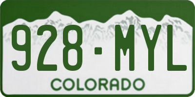 CO license plate 928MYL