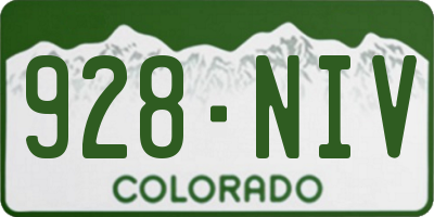 CO license plate 928NIV