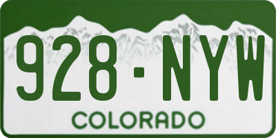 CO license plate 928NYW