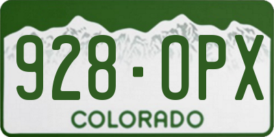 CO license plate 928OPX