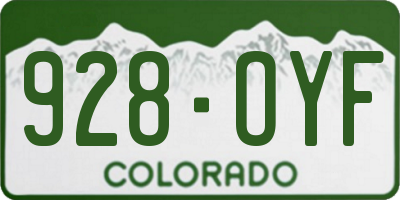 CO license plate 928OYF