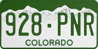 CO license plate 928PNR
