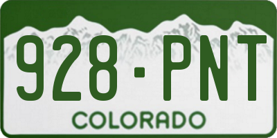 CO license plate 928PNT