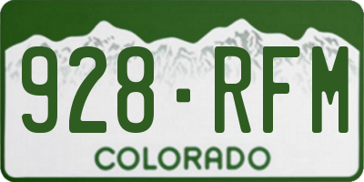CO license plate 928RFM