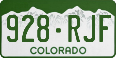 CO license plate 928RJF
