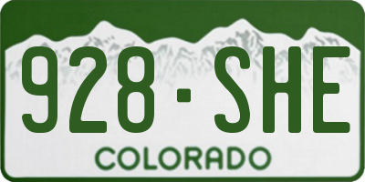 CO license plate 928SHE