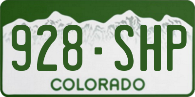 CO license plate 928SHP