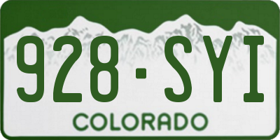 CO license plate 928SYI