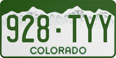 CO license plate 928TYY