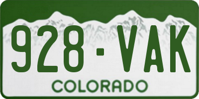 CO license plate 928VAK