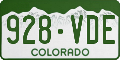 CO license plate 928VDE
