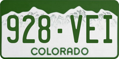 CO license plate 928VEI