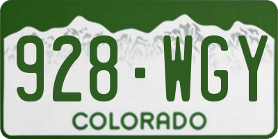 CO license plate 928WGY