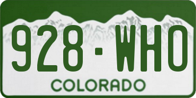 CO license plate 928WHO