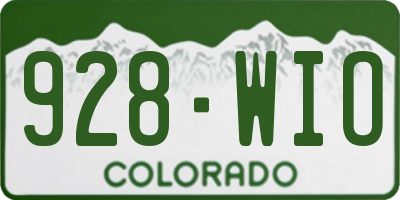 CO license plate 928WIO