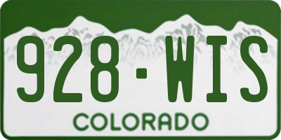 CO license plate 928WIS
