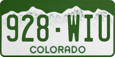 CO license plate 928WIU