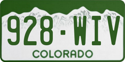 CO license plate 928WIV